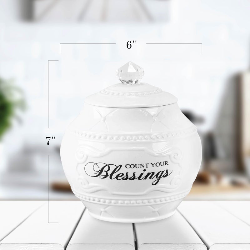 Young's Inc. Ceramic Jar with 36 Blessing Cards - 6" L x 6" W x 7" H - Spiritual Gifts for Women - Motivational Desk Decor - Image 5